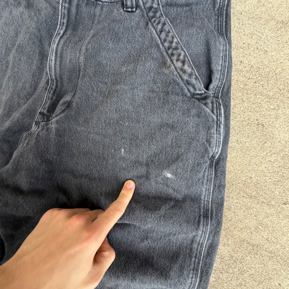 Uniqlo Mens Denim Utility Shorts Washed Black Carpenter Drawstring 321-471165 L - Picture 3 of 12